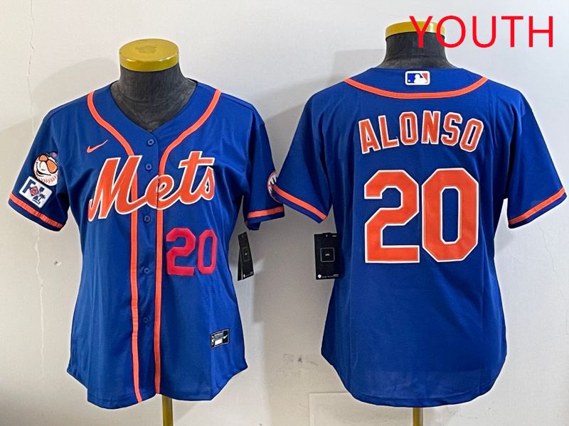 Youth New York Mets #20 Alonso Blue Game Fashion 2025 Nike MLB Jersey style 4